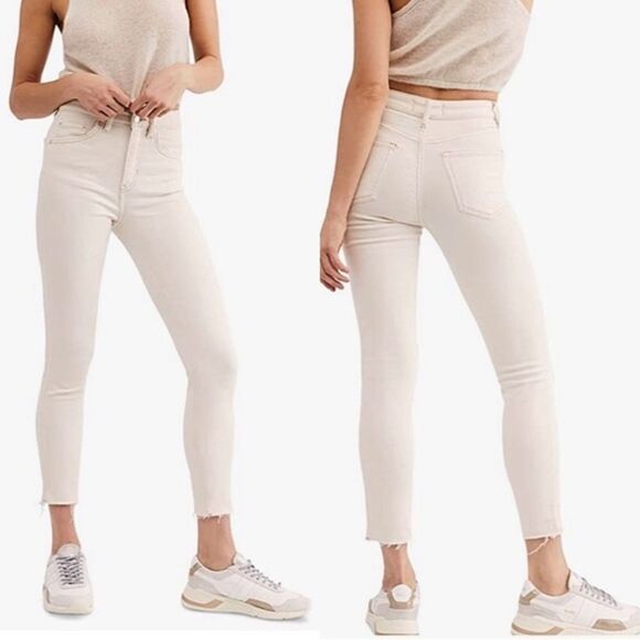 Free People Denim - Free People Beige High Rise Skinny Jeans 24